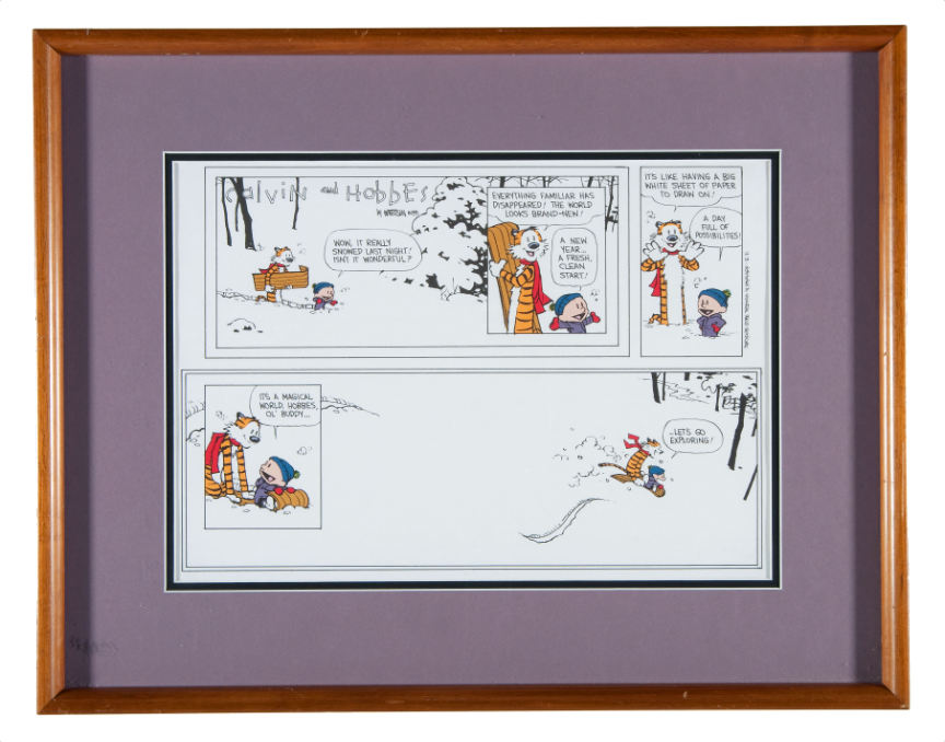 Hakes “calvin And Hobbes” Last Comic Strip In Promotional Framed Print Trio 3301