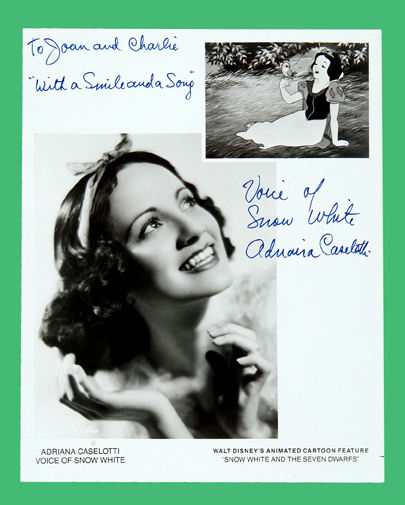 Hake's - SNOW WHITE VOICE ACTRESS ADRIANA CASELOTTI SIGNED PUBLICITY PHOTO.