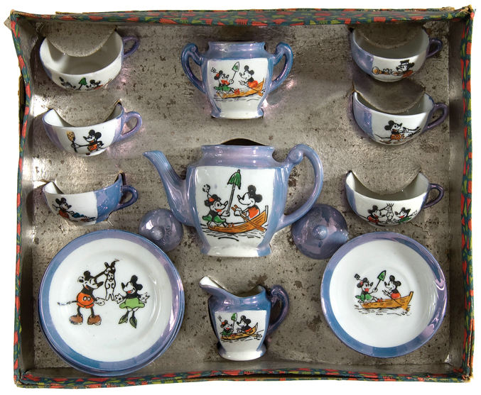 Hake's - MICKEY AND MINNIE MOUSE BOXED CHILD’S CHINA TEA SET.