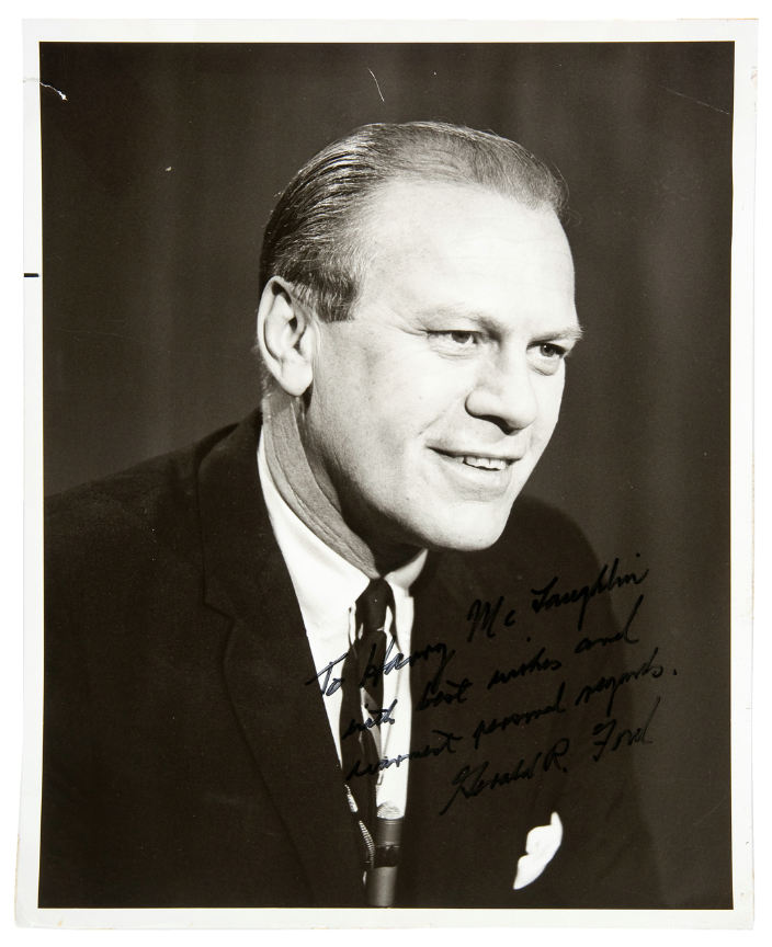 Hake's - GERALD FORD 1965 SIGNED PHOTO PLUS EVENT PROGRAM WITH NEWS ...