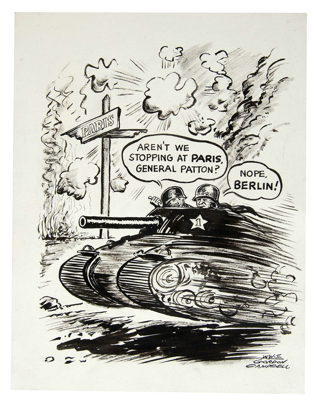 Hake's - WORLD WAR II GENERAL PATTON/SOLDIERS POLITICAL CARTOON ...